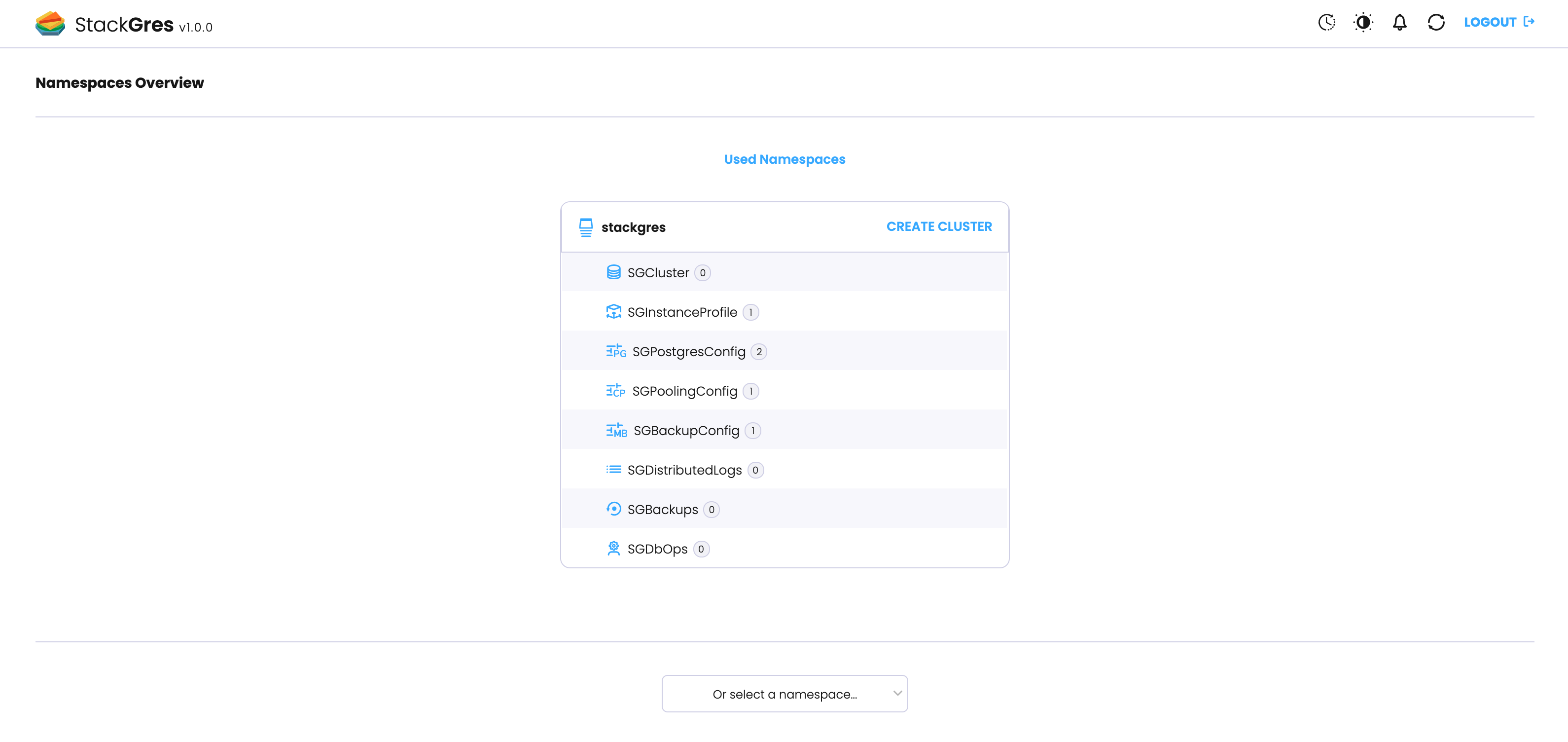 StackGres Web Console