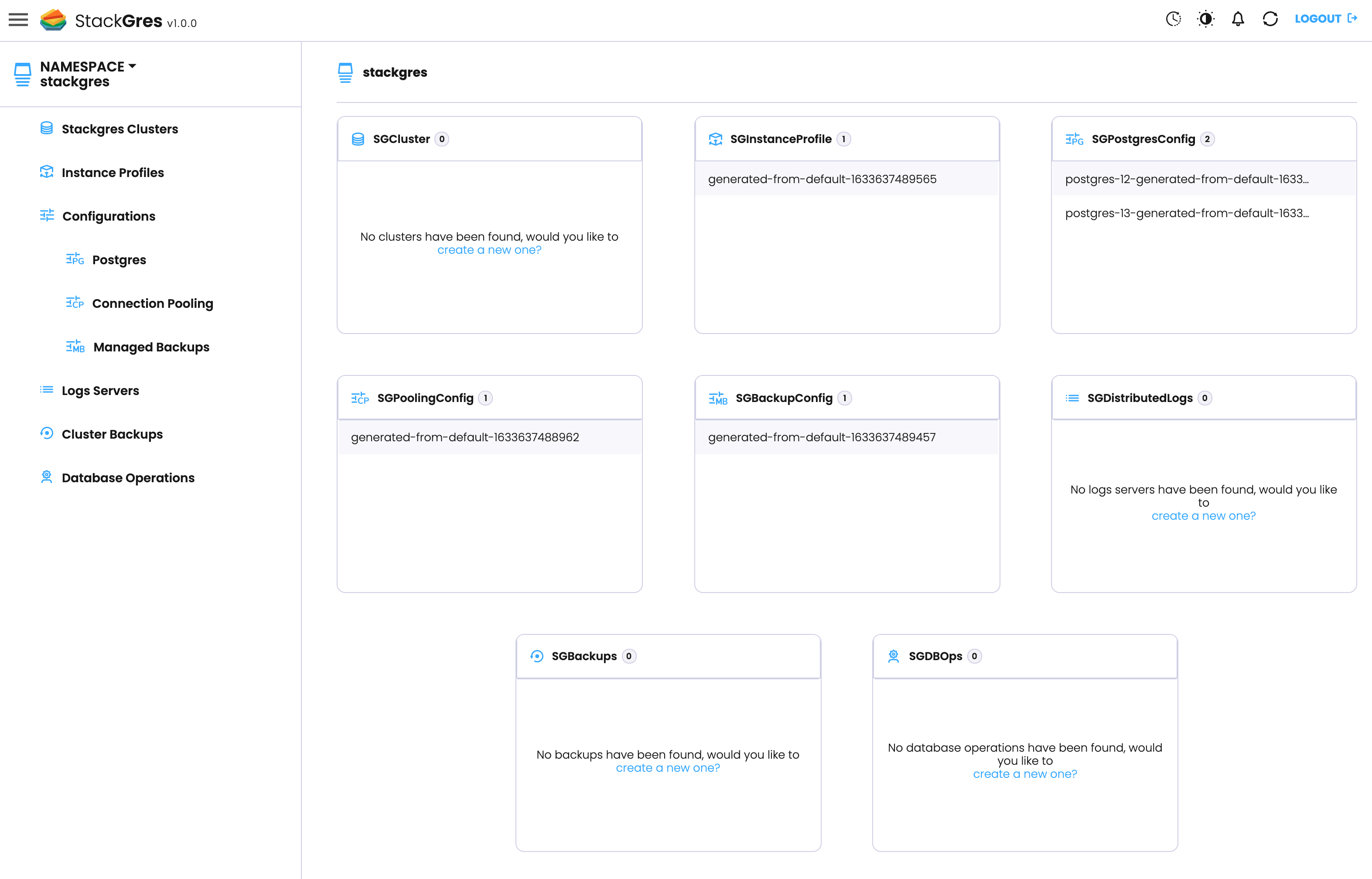 StackGres Web Console