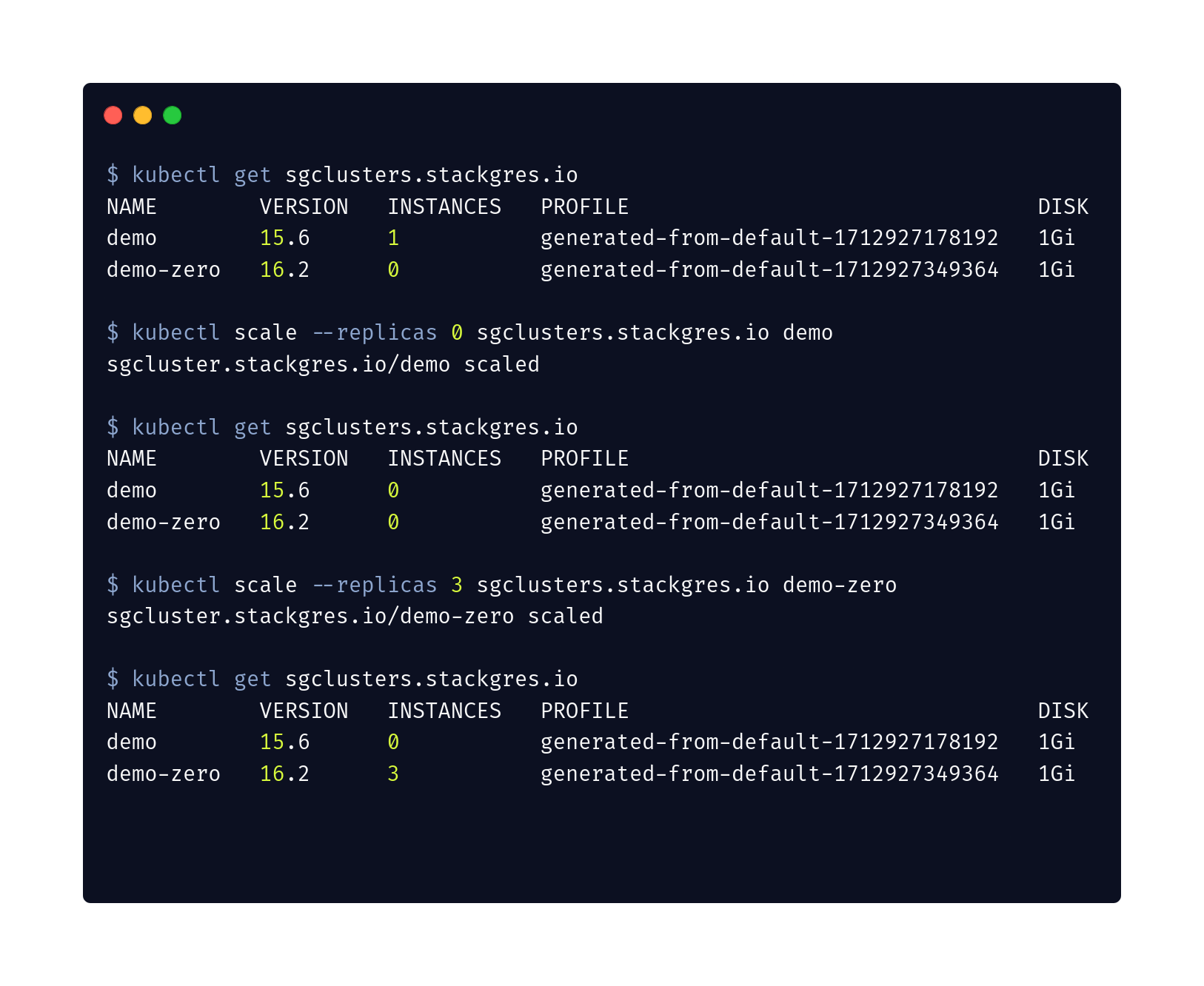 kubectl scale to zero